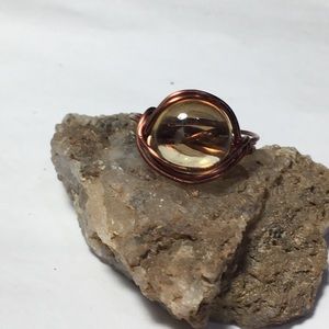 Citrine in copper ring